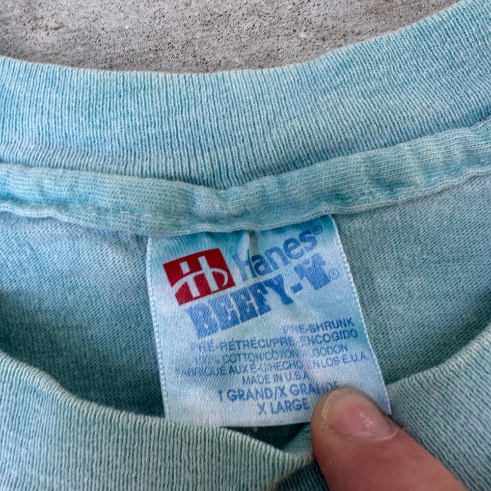 Vintage Hanes Beefy-T Pismo Beach California Graphic T-Shirt Teal XL USA Made - Picture 3 of 8